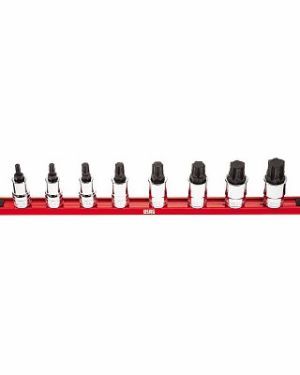 Serie di 8 chiavi a bussola con profilo esagono speciale X-Grip per viti con esagono incassato