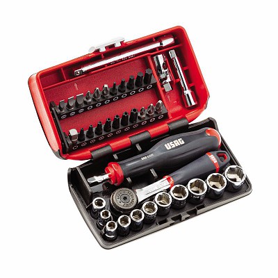 Assortimento in cassetta bimateriale con bussole esagonali X-Grip ed inserti per avvitatura (38 pz)